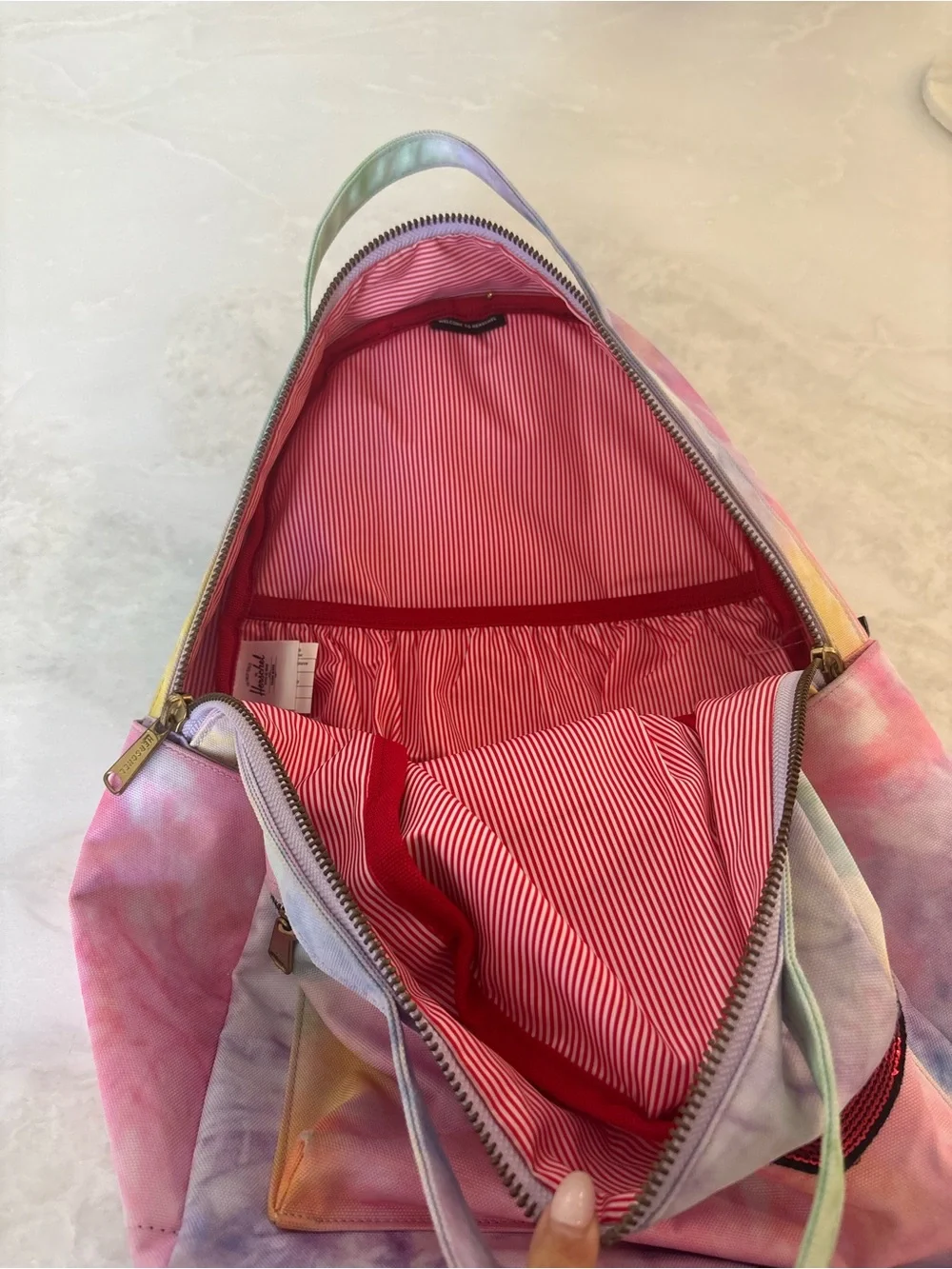 Herschel Supply Company Tie-Dye Pastel Backpack with Red Sequin Heart